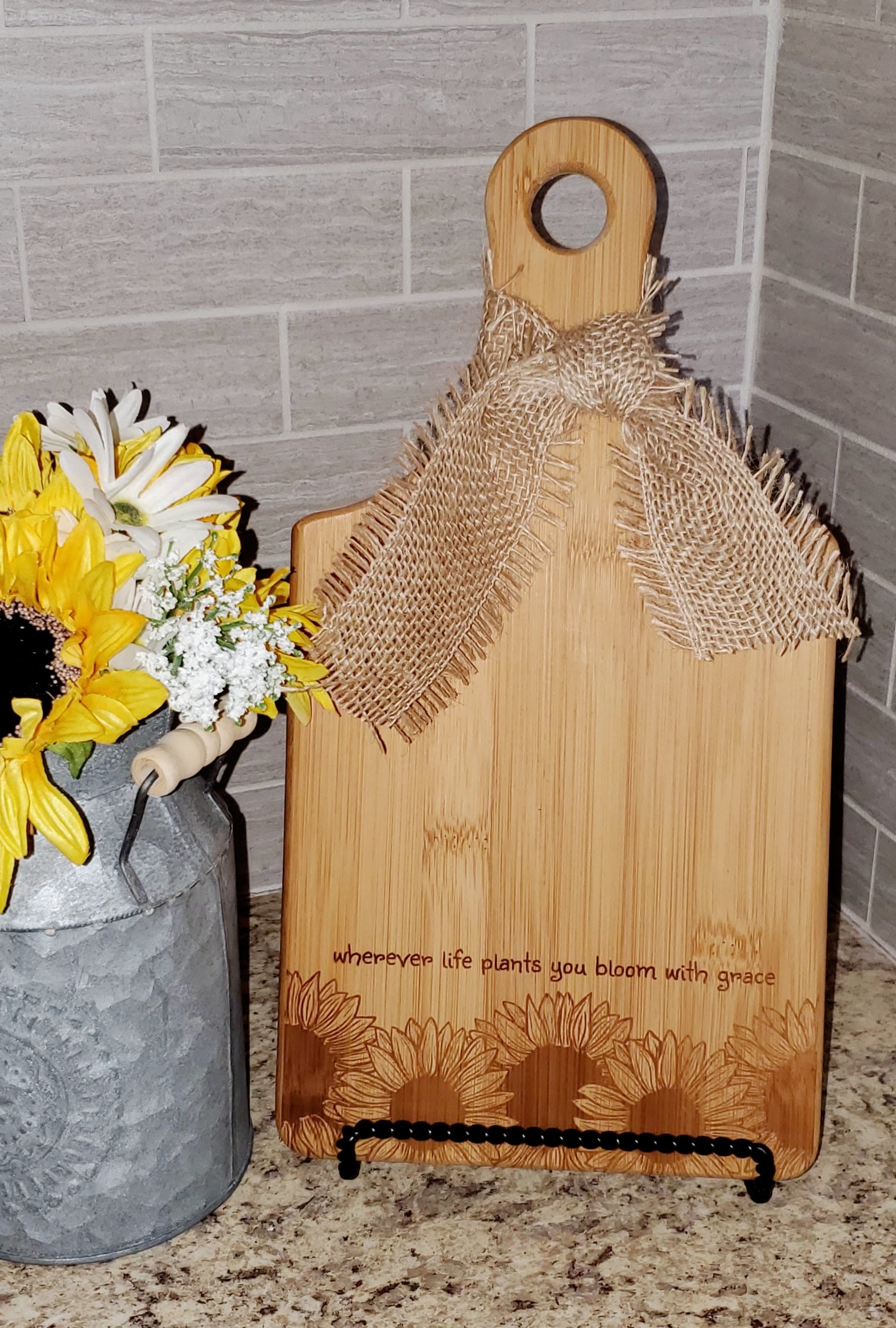 SUNFLOWER BAMBOO CUTTING BOARD- Bloom With Grace...