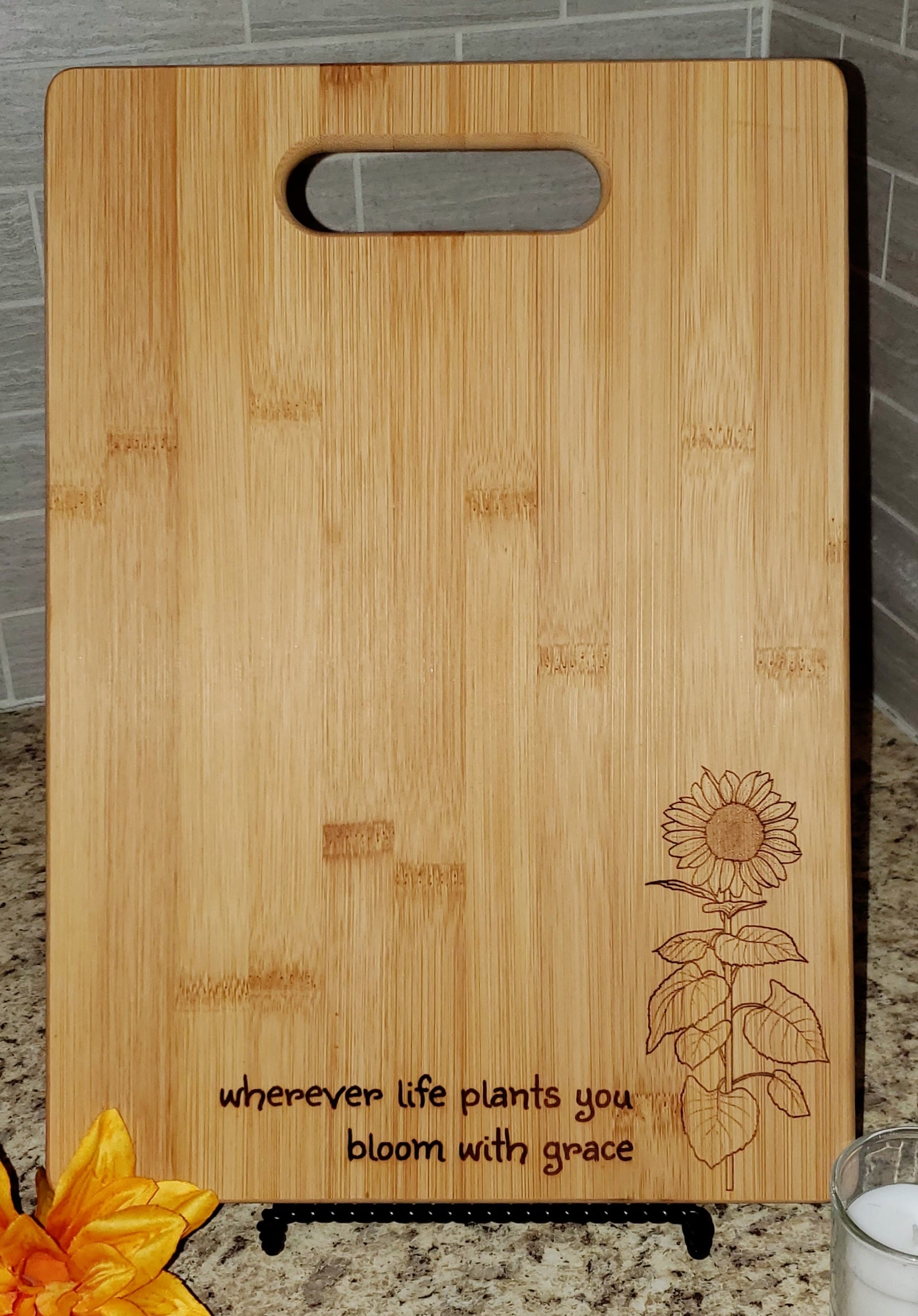 BAMBOO CUTTING BOARD- BLOOM WITH GRACE