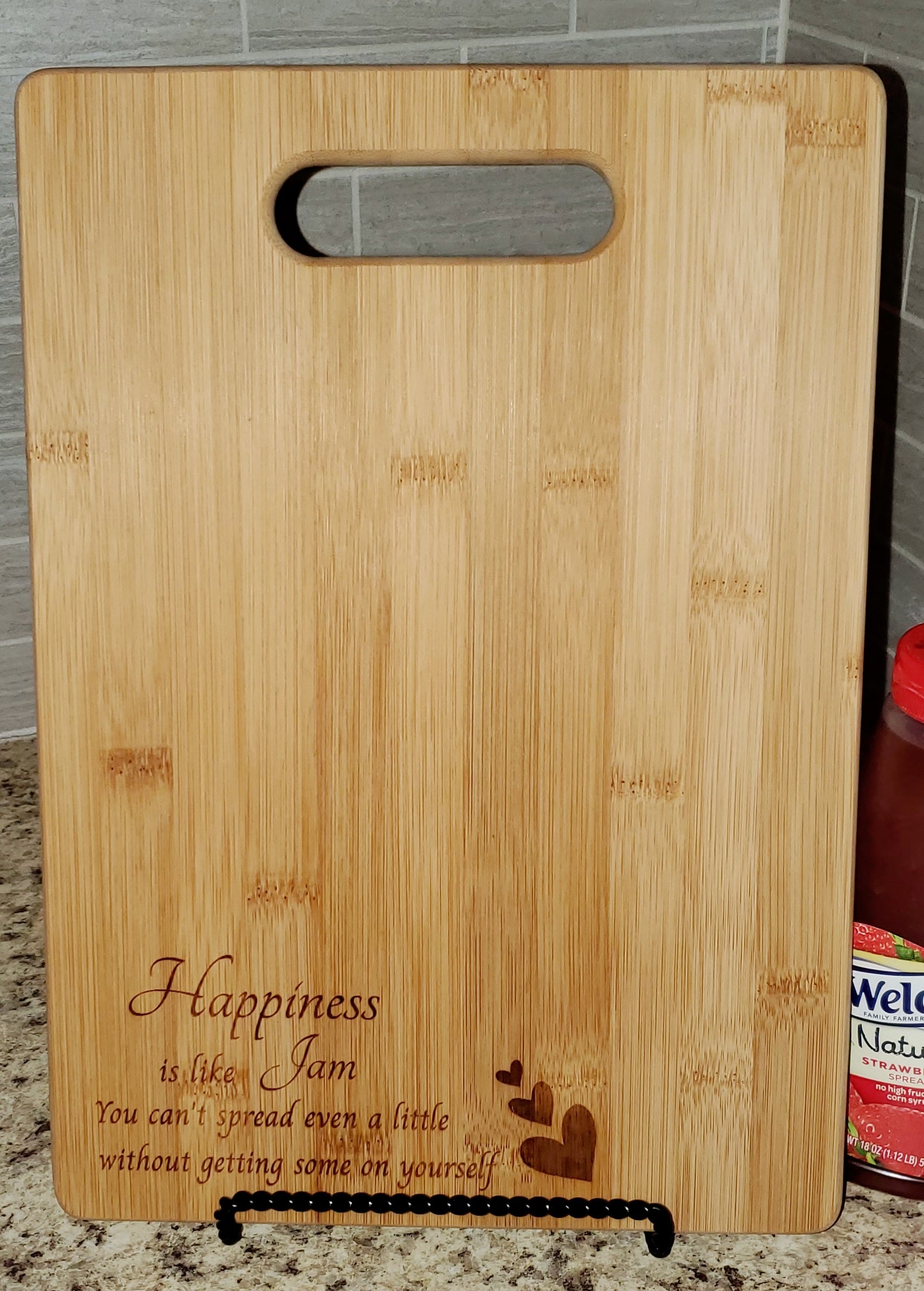 BAMBOO CUTTING BOARD- HAPPINESS AND JAM